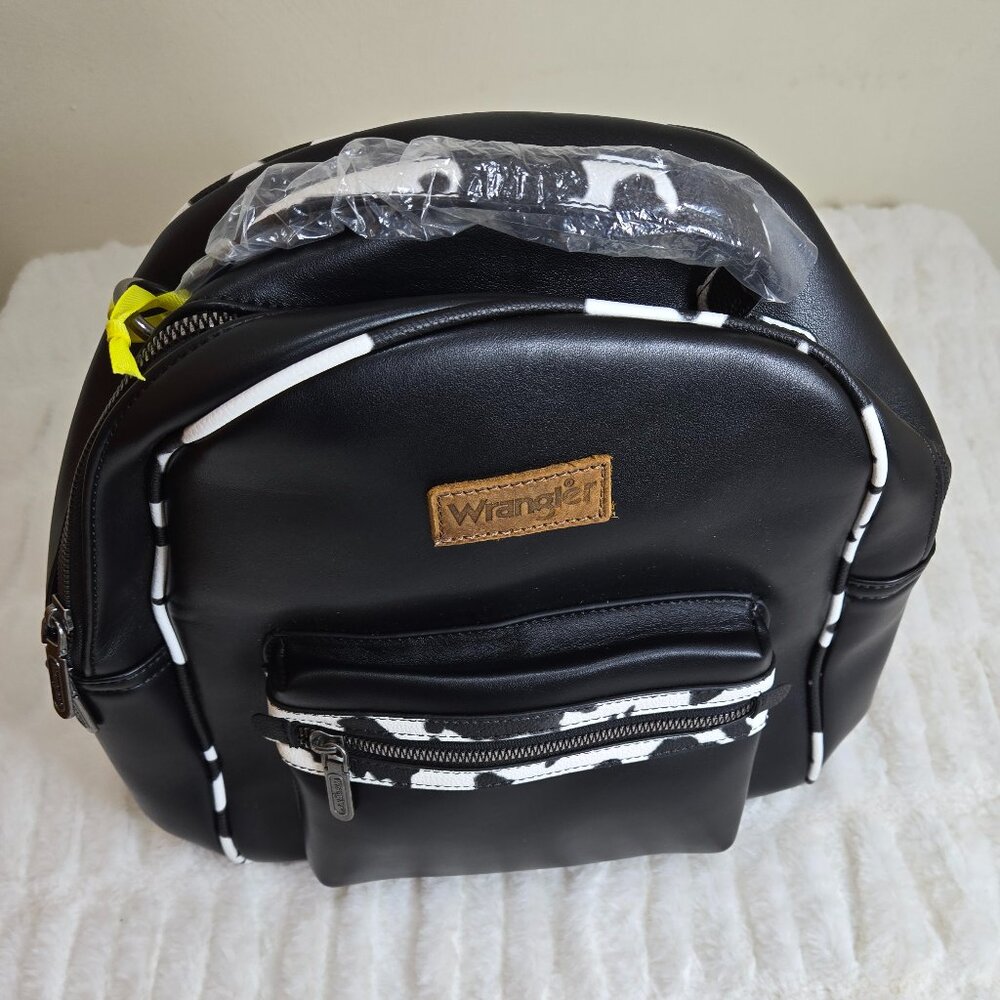 NEW Montana West Wrangler Cow Print Black and White Backpack w Coin Purse (NWT)